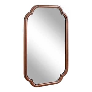 Glenby 24.00 in. W x 36.00 in. H Walnut Brown Scalloped Traditional Framed Decorative Wall Mirror