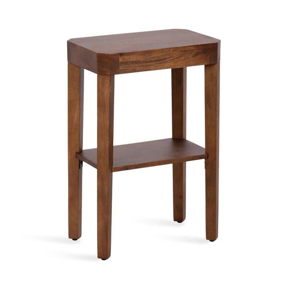 Talcott 16 in. Walnut Brown Rectangle Solid Wood End Table