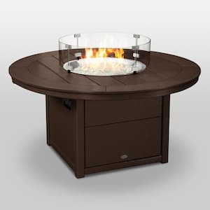 Mahogany Square 48 in. Plastic Propane Outdoor Patio Fire Pit Table