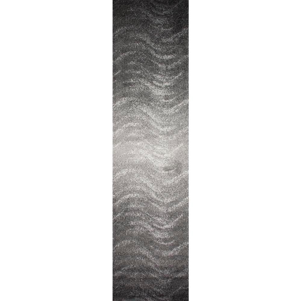 nuLOOM Julene Contemporary Ripples Gray 3 ft. x 10 ft. Runner Rug
