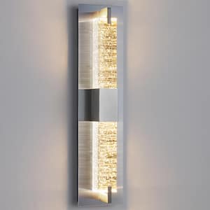 Modern 1-Light Brushed Nickel Dimmable LED Wall Sconce Wall Lighting with Crystal Bubble Glass Shade