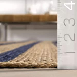 Lauren Liess Calathea Striped Jute Royal Blue 9 ft. x 12 ft. Area Rug