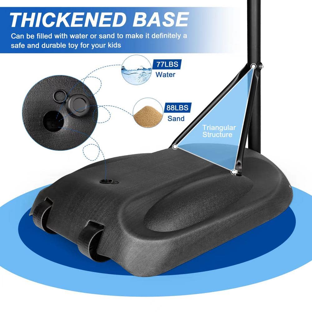 Portable Adjustable Black Polycarbonate Basketball Hoop with 32" Backboard
