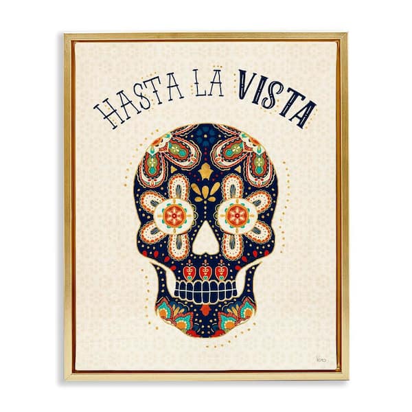 Stupell Industries See You Later Skull by Veronique Charron Gold Floater Frame Typography Graphic Art Print 21 in. x 17 in.