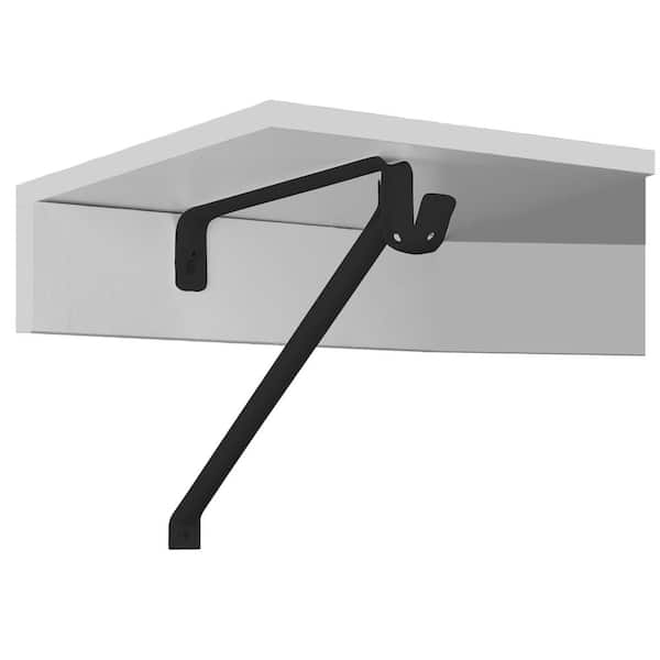 12.6 in. L Matte Black Adjustable Steel Shelving and Rod Bracket