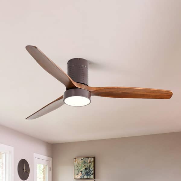 MODERN HABITAT SerenityShine Blade Span 52 in. Indoor Coffe Low Profile Ceiling Fan with LED Bulb Included with Remote Included