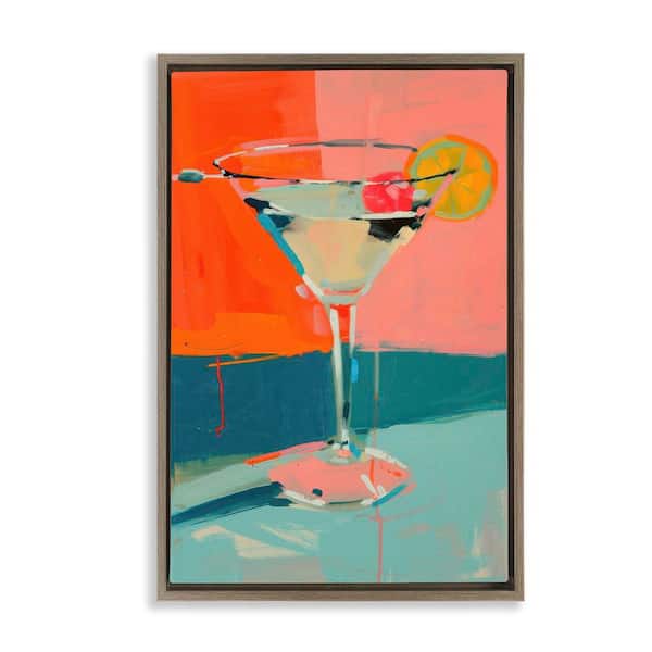 Stupell Industries Modern Cocktail Time by LSR Design Studio Brown Floater Frame Food Graphic Art Print 25 in. x 17 in.