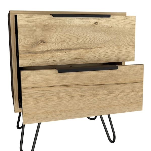 Benidorm Light Oak 2 Drawer 22 in. W Nightstand