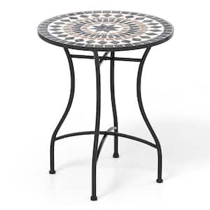 24 in. Bistro Table with Ceramic Tile Tabletop Heavy-Duty Metal Structure Patio