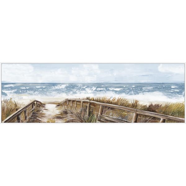 Unbranded "Ocean Waves Crashing" by Marmont Hill Floater Framed Canvas Nature Art Print 10 in. x 30 in.