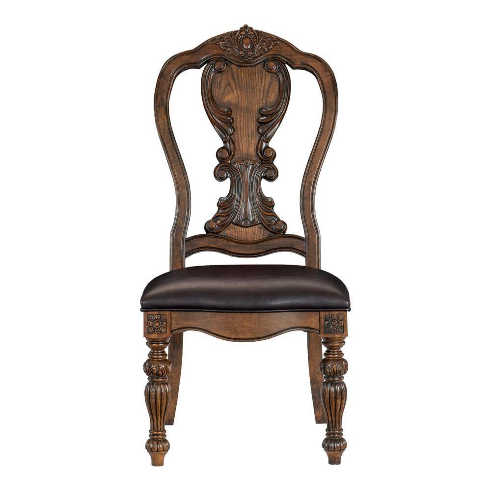 Devi High Back Brown Faux Leather Upholstered Side Chair
