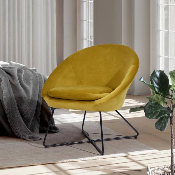 Homy Casa Doumbia Sienna A Black Metal Upholstery Dark Blue Velvet Tufted Accent Chair