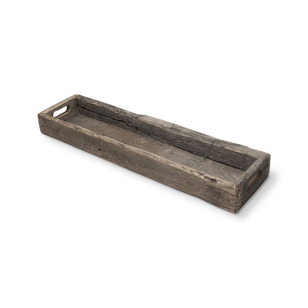 HomeRoots Brown Rectangle Wood 30 in. Decorative Tray