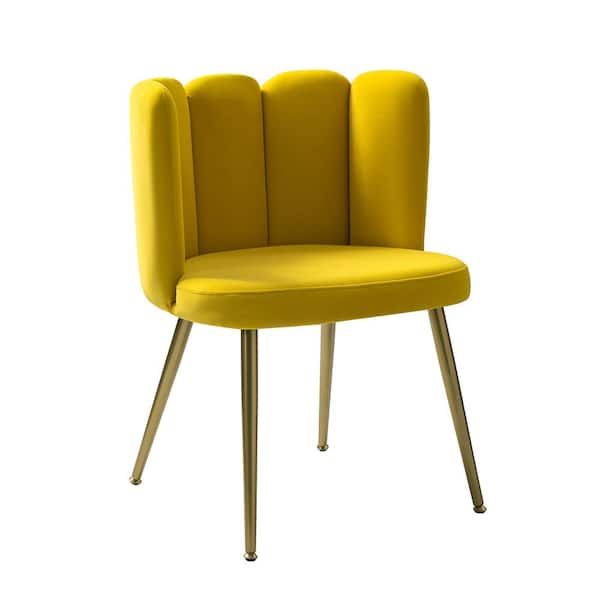 JAYDEN CREATION Bona Yellow Side Chair with Tufted Back