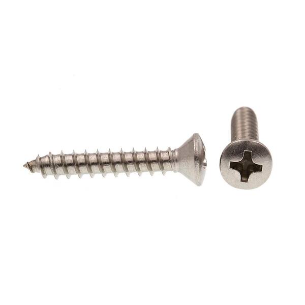#8 x 1" Self Tapping Sheet Metal Screws Oval Head Stainless Steel Qty 25 