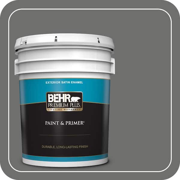BEHR PREMIUM PLUS 5 gal. Home Decorators Collection #HDC-AC-17A Welded Iron Satin Enamel Exterior Paint & Primer