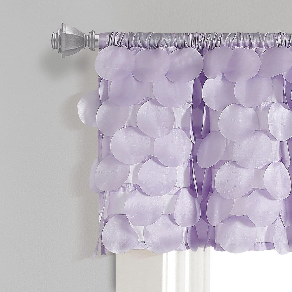Lilac Polyester Rod Pocket Scalloped Window Valance