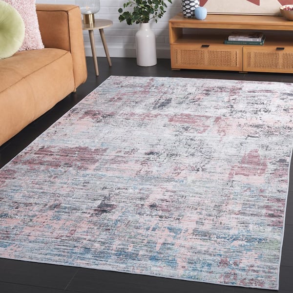 Malibu Plum/Green 4 ft. x 6 ft. Machine Washable Patchy Abstract Area Rug