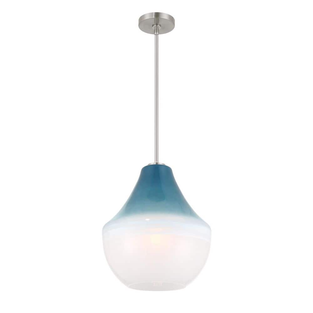 Pacific 60-Watt 1-Light Brushed Nickel Globe Pendant Light with a Blue Ombre Glass Shade, No Bulb Included price history on PriceWatchPro