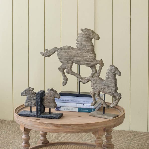 Brown 14 in. x 14.5 in. Resin Horse Decorative Ornament for Desk