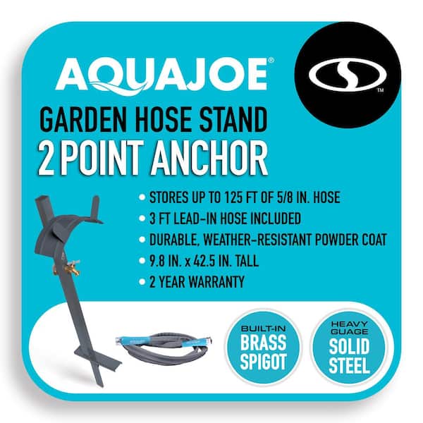 AQUA JOE 125 ft. Capacity Garden Hose Stand with Brass Faucet and 3 ft.  Lead-in Hose SJ-SHSBB3LIH - The Home Depot