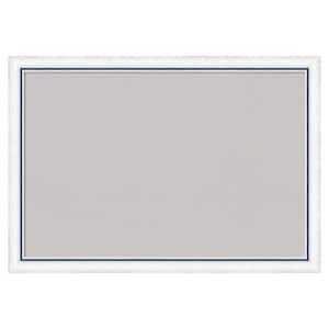 Morgan White Blue Wood Framed Grey Corkboard 26 in. x 18 in. Bulletin Board Memo Board