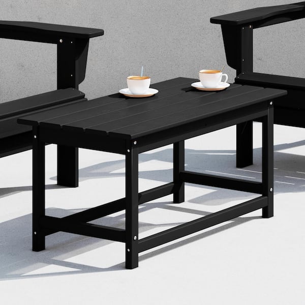 Mason Black Poly Plastic Fade Resistant Outdoor Patio Rectangle Adirondack Coffee Table