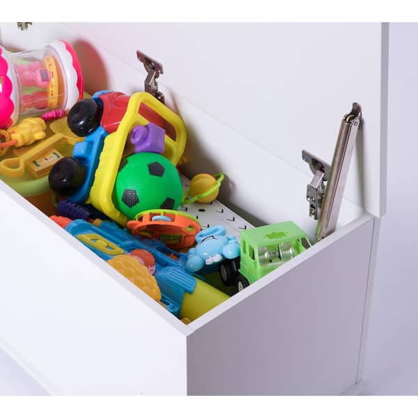 Basicwise Wooden Storage Organizing Toy Box - White