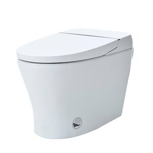 14 inch 1-piece 1/1.28 GPF Dual Flush Elongated Toilet in White Seat Included