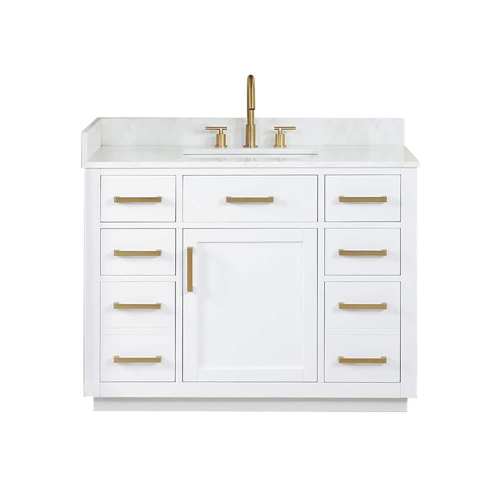 Gavino 42" White Wood Vanity with Composite Stone Top