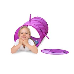 72 in. L Pink Pop Up Dolphin Play Tunnel for Indoors and Outdoors