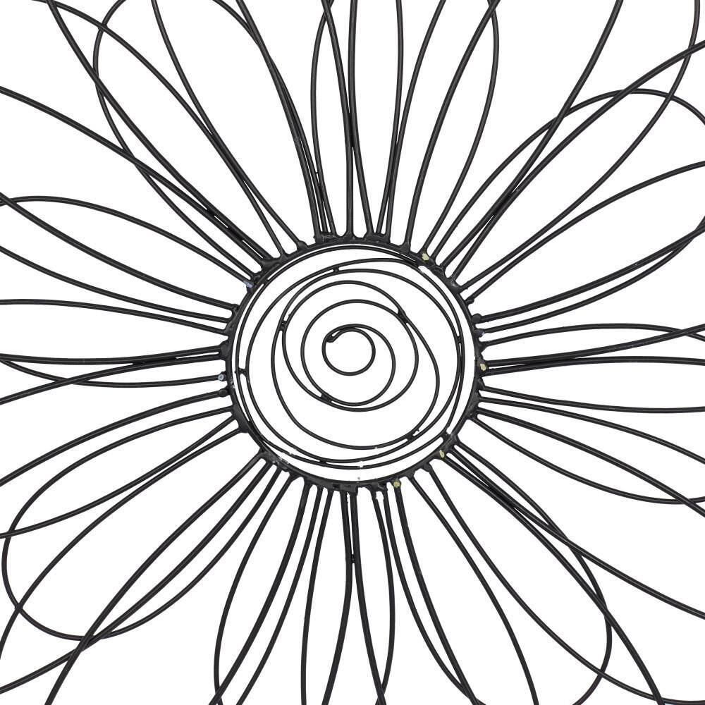 Black 3D Wire Floral Wall Sculpture with Crystal Embellishments