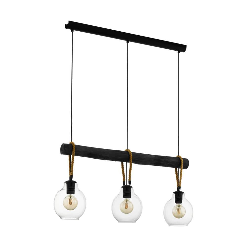 Eglo Roding 35 in. W x 81 in. H 3-light Structured Black Linear Pendant ...