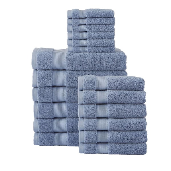 StyleWell HygroCotton Washed Denim Blue 18-Piece Bath Towel Set