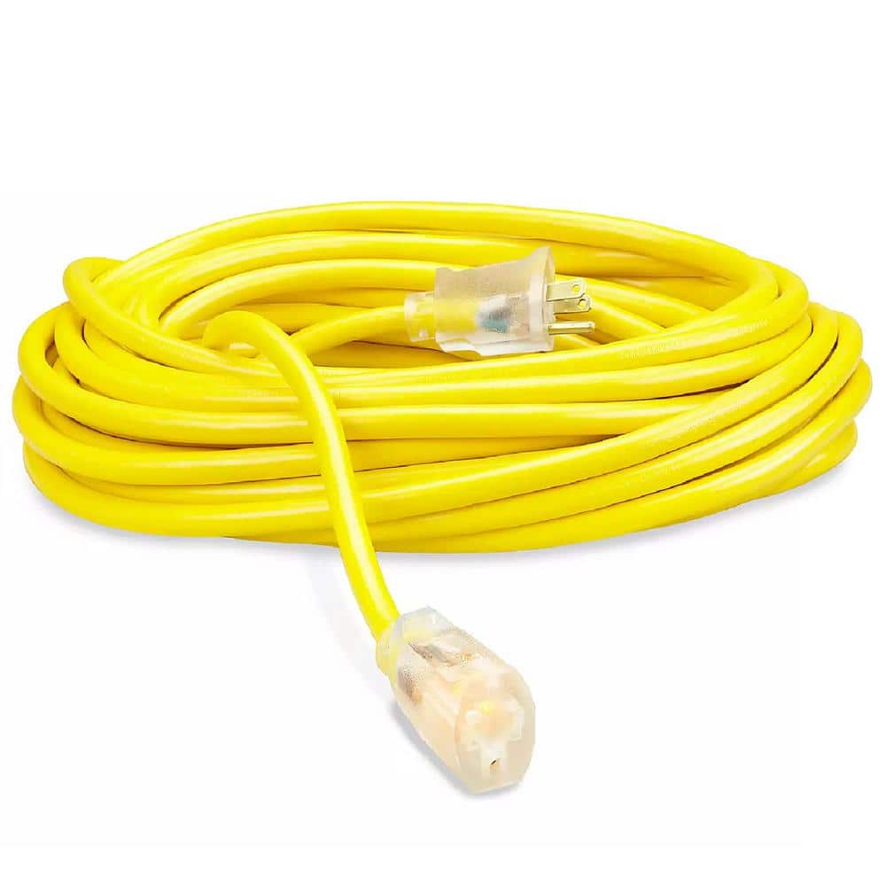 50 ft Yellow Heavy Duty PVC Extension Cord with Lighted End