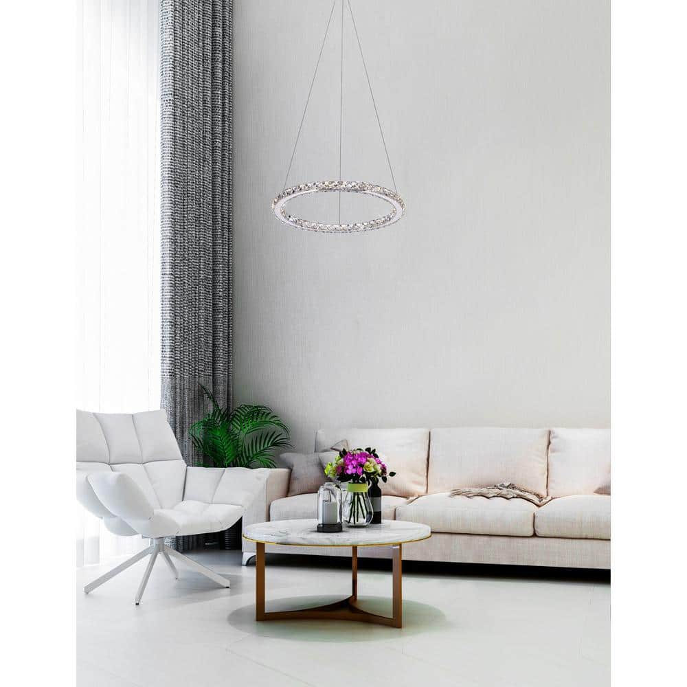 Elysian 24" Chrome and Crystal LED Halo Chandelier