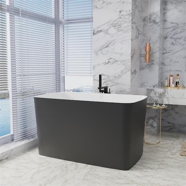 Mokleba 61 in. Single Slipper Acrylic Freestanding Flatbottom Bathtub with  Polished Chrome Drain Soaking Tub in White BTMK1506B61 - The Home Depot
