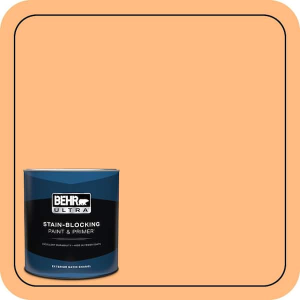 BEHR ULTRA 1 qt. #270B-4 Apricot Flower Satin Enamel Exterior Paint & Primer