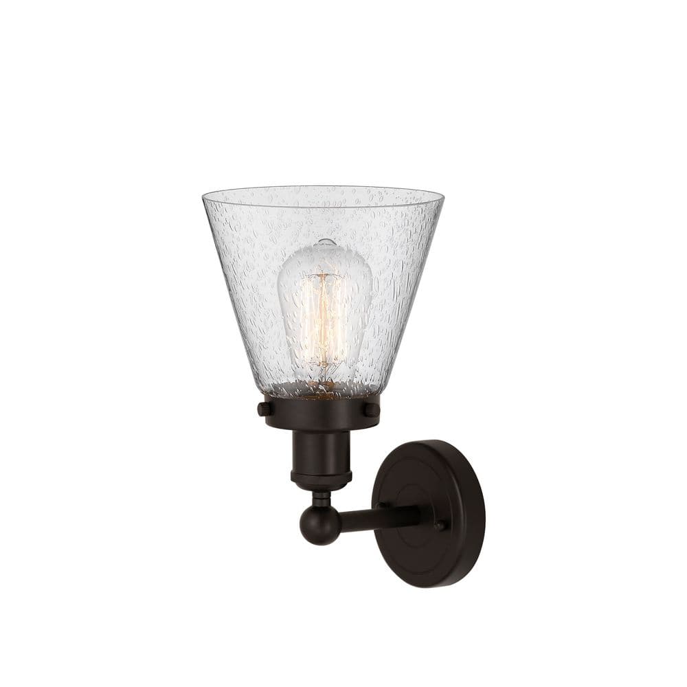 Cone 1-Light Oil Rubbed Bronze Wall Sconce with Silver Glass Shade price history on PriceWatchPro