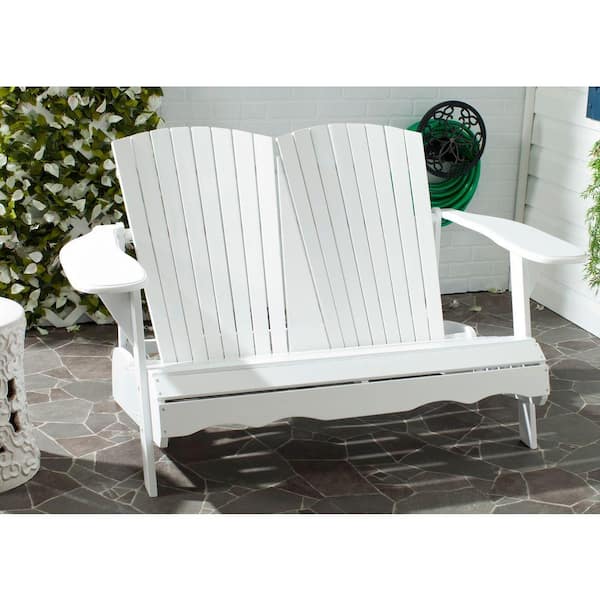 Hantom 57.1 in. 2-Person White Acacia Wood Outdoor Bench