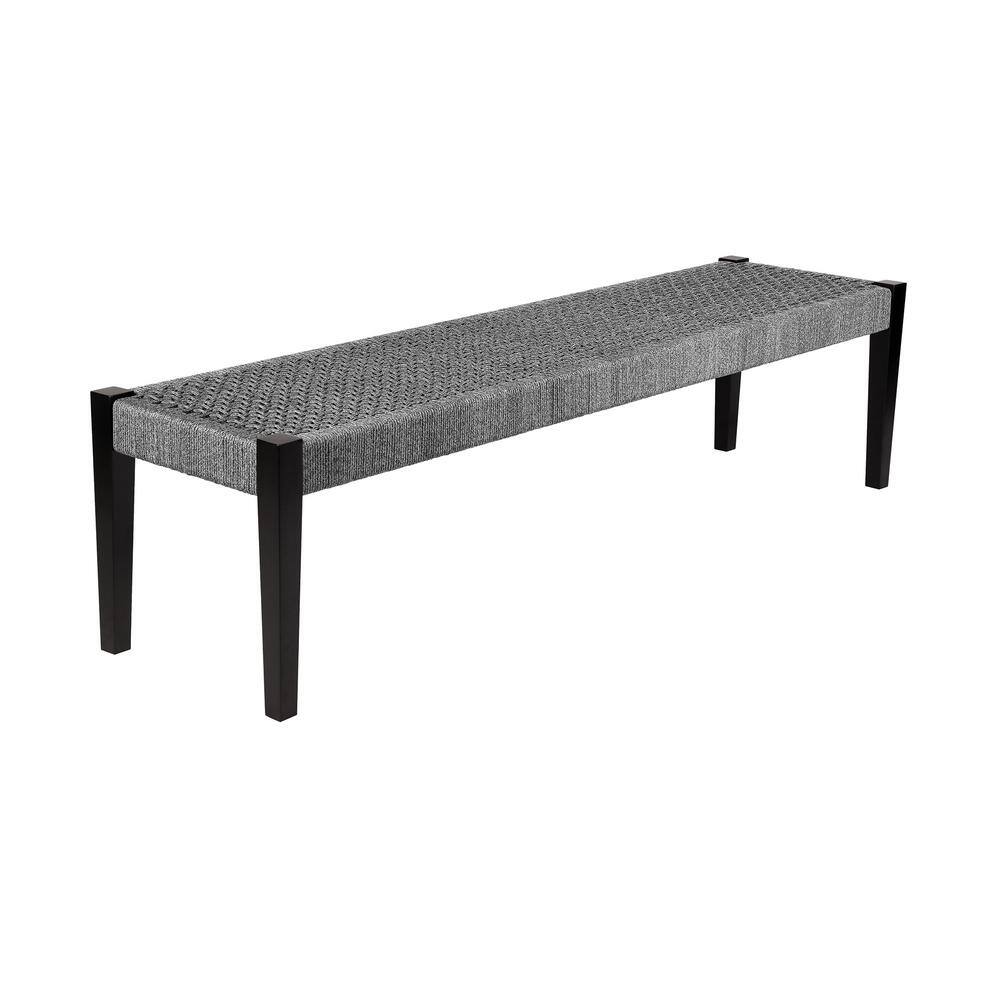 8-Person Dark Eucalyptus Wood and Gray Rope Outdoor Dining Set