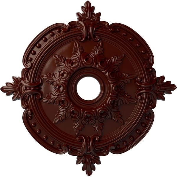 Ekena Millwork 1-5/8" x 28-3/8" x 28-3/8" Polyurethane Benson Classic Ceiling Medallion, Brushed Mahogany