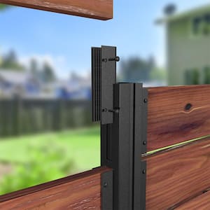 5/4 in. x 6in. Matte Black Aluminum Wood Board Bracket Modular Fencing for An Outdoor Privacy Fence System