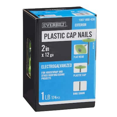 2 in. x 6D Electro-Galvanized Plastic Cap Non-Collated Roofing Nails 1 lb. (174-Count)