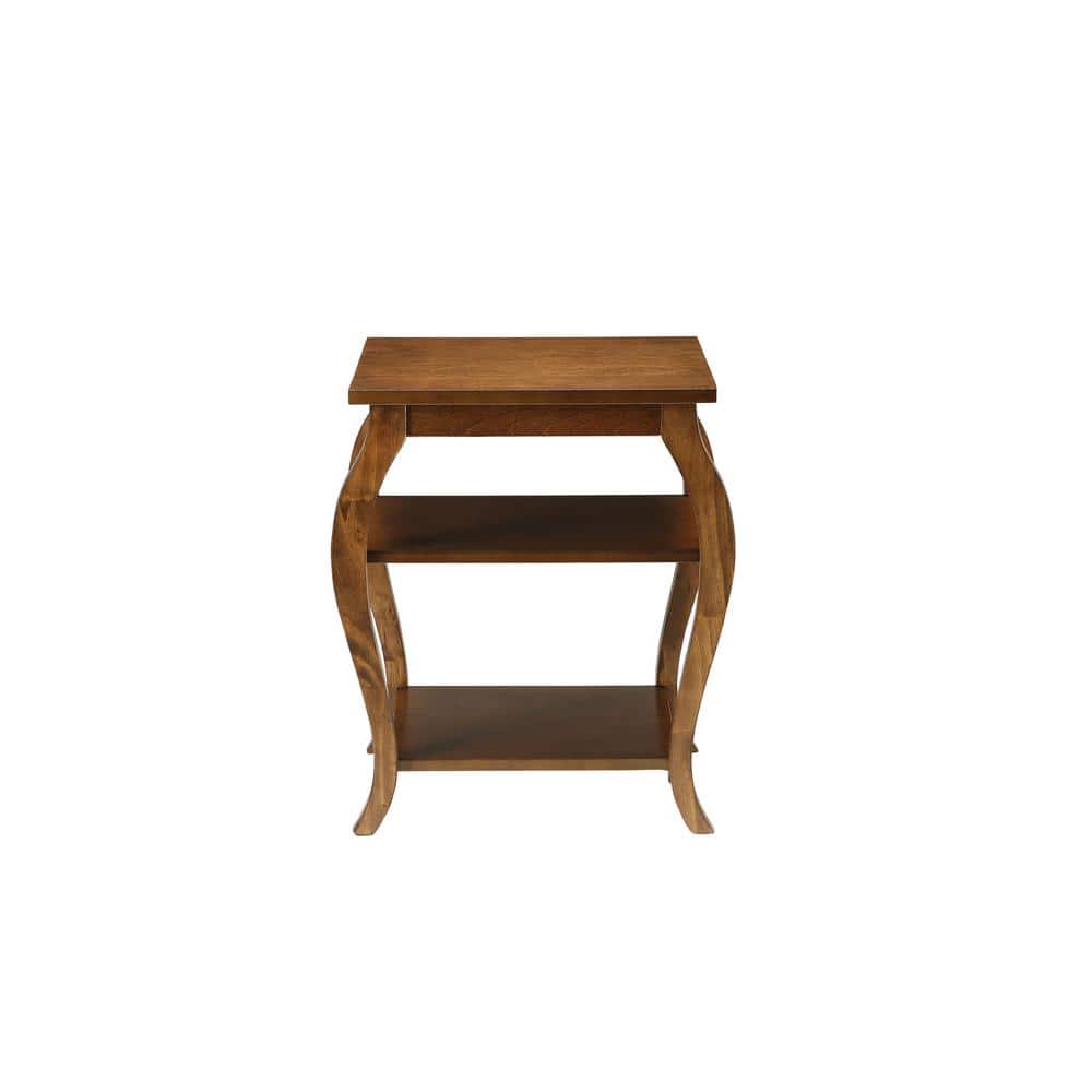 Versatile Becci Walnut End Table with Dual Open Shelves