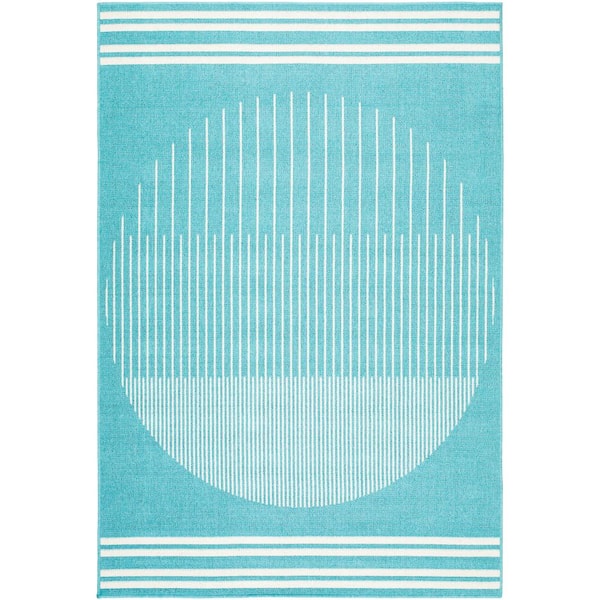 Livabliss Alfresco Mint/Off White Abstract 7 ft. x 11 ft. Indoor/Outdoor Area Rug