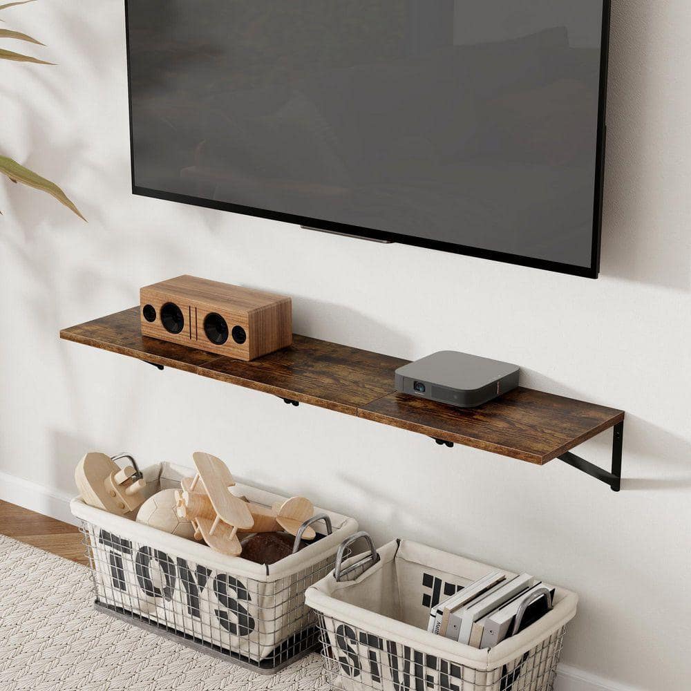 16 in x 12 in Rustic Brown Floating Shelves, Floating Wall Shelves