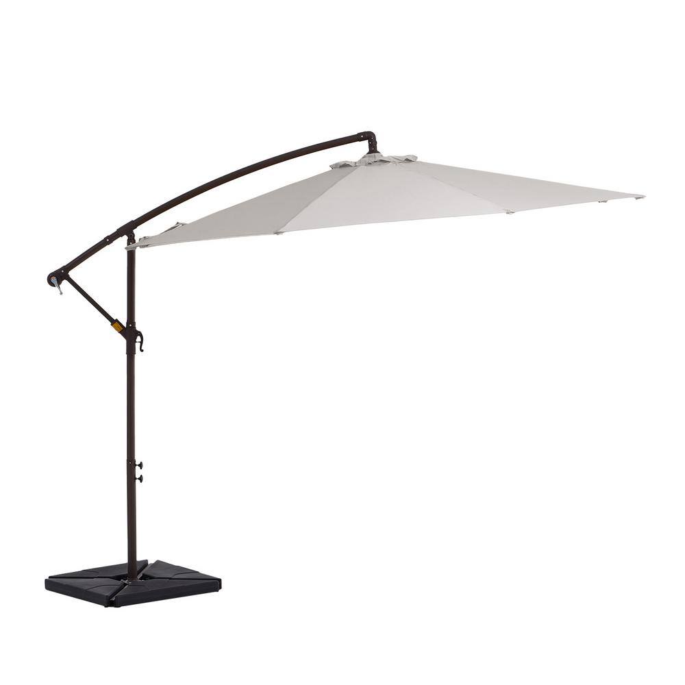 10 ft. Steel Cantilever Patio Umbrella With Weighted Base In Off-White