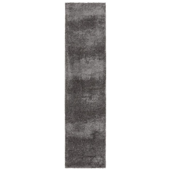 Penelope Shag 2 ft. x 8 ft. Gray Modern Solid Runner Rug