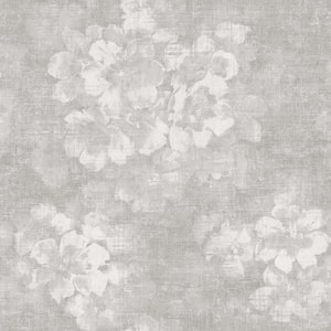 Atmosphere Collection Grey/Metallic Silver Mystic Floral Design on Non-Pasted Non-Woven Wallpaper Roll